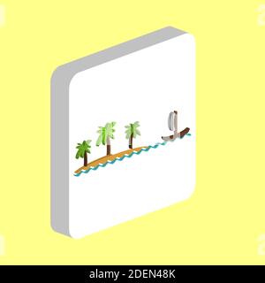 Island Simple vector icon. Illustration symbol design template for web mobile UI element. Perfect color isometric pictogram on 3d white square. Island Stock Vector