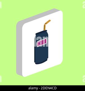Soda Simple vector icon. Illustration symbol design template for web mobile UI element. Perfect color isometric pictogram on 3d white square. Soda ico Stock Vector