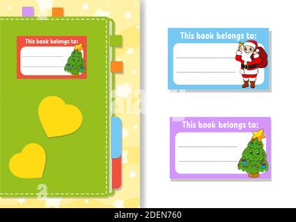 https://l450v.alamy.com/450v/2den760/book-label-stickers-for-kids-the-rectangular-shape-christmas-theme-isolated-color-vector-illustration-cartoon-character-for-the-diary-notebook-2den760.jpg