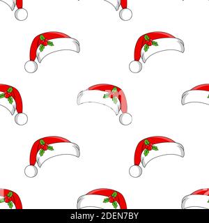 Colored cartoon seamless pattern. Christmas theme. Cartoon style. Hand drawn. Vector illustration isolated on white background. Stock Vector