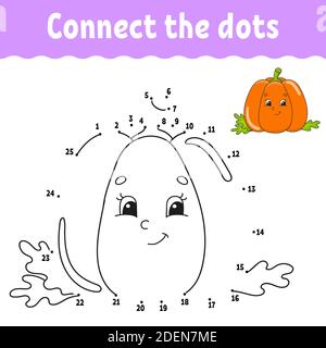 Dot to dot game. Draw a line. For kids. Activity worksheet. Coloring book. With answer. Cartoon character. Stock Vector