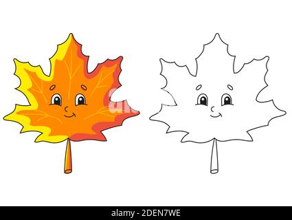 Coloring page for kids. Cartoon character. Vector illustration. Black contour silhouette. Isolated on white background. Autumn theme. Stock Vector