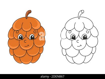 Coloring page for kids. Cartoon character. Vector illustration. Black contour silhouette. Isolated on white background. Autumn theme. Stock Vector