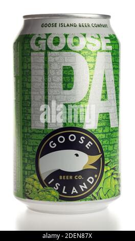 Can of Goose Island IPA beer isolated on a white background Stock Photo