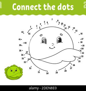 Dot to dot game. Draw a line. For kids. Activity worksheet. Coloring book. With answer. Cartoon character. Stock Vector