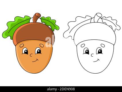Coloring page for kids. Cartoon character. Vector illustration. Black contour silhouette. Isolated on white background. Autumn theme. Stock Vector