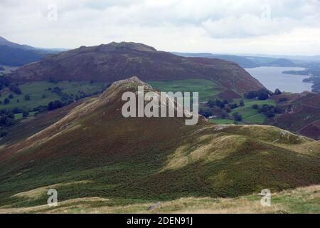 Looking over Winter Crag to the Wainwright 'Hallin Hill' from the Summit Ridge of 'Beda Fell' in the Lake District National Park, Cumbria, England,UK. Stock Photo