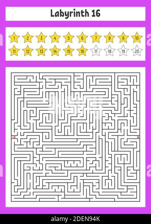 Square maze. Game for kids. Puzzle for children. Labyrinth conundrum. Color vector illustration. Find the right path. The development of logical and s Stock Vector