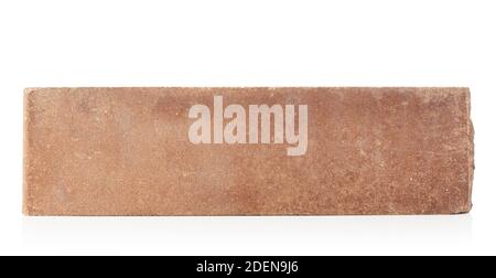 Brick outer textured isolated on white background. Hollow red brick. Stock Photo