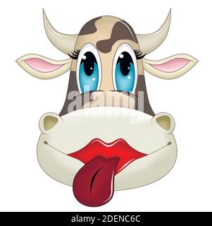 White bull with a smile and tongue hanging out Stock Vector