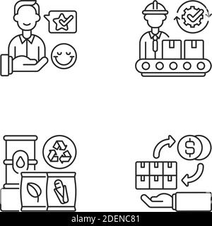 Industrial business linear icons set Stock Vector