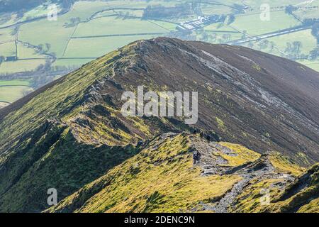 Looking down Hall's Fell Ridge from the summit of Blencathra in the English Lake District Stock Photo