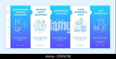 Workplace safety elements onboarding vector template Stock Vector