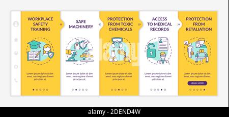 Workplace safety rights onboarding vector template Stock Vector