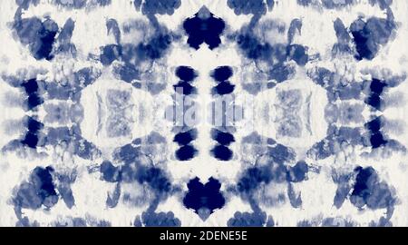 Seamless indigo dirty art. Brushstrokes of paint. Abstract modern art. Crumpled paper endless texture. Contemporary art. Trendy tie dye pattern. Abstr Stock Photo