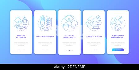 Introducing baby food requirements onboarding mobile app page screen with concepts Stock Vector