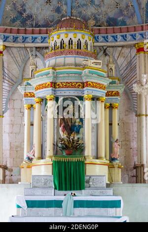 Church interior and art of the Loay Church in Bohol, Philippines Stock Photo