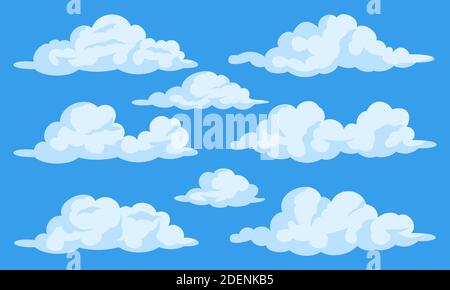 Set of cartoon clouds Stock Vector