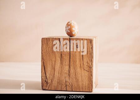 Monochrome minimalist Easter composition in spring warm pastel tones Stock Photo