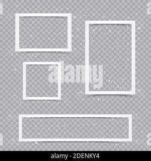 Christmas photo frame set with blowing snow Stock Vector