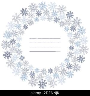 Snowflakes vector. Winter round frame template. New Year and Christmas. Design element Stock Vector