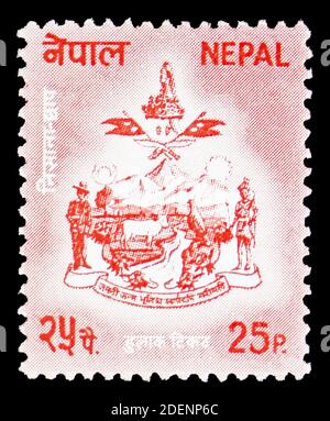 MOSCOW, RUSSIA - JUNE 28, 2020: Postage stamp printed in Nepal shows Views, serie, circa 1994 Stock Photo