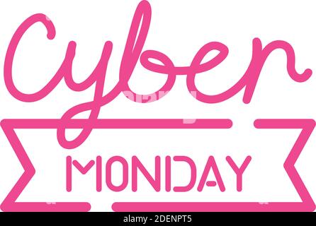 cyber monday sale lettering in ribbon Stock Vector