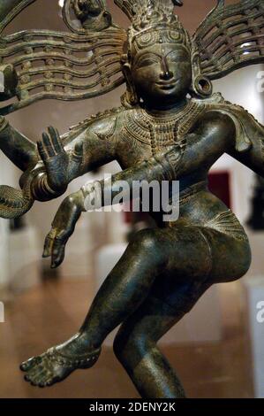 Shiva Nataraja. 11th century. Chola Dynasty (India). Bronze sculpture. Detail. Dallas Museum of Art. State of Texas. United States. Stock Photo