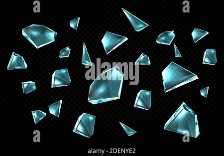 Broken glass pieces shattered on black Royalty Free Vector