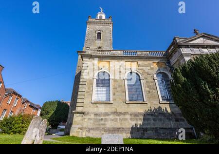 St Peter & St Paul's Church elevation, Market Place, Blandford Forum, a market town in Dorset, south-west England, with typical Georgian architecture Stock Photo