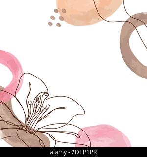 Flower in a linear style on colorful background. Stock Vector