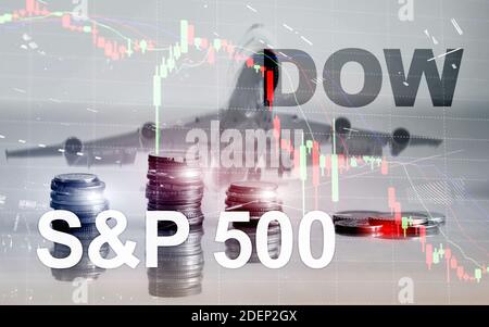 American stock market. Sp500 and Dow Jones. Financial Trading Business concept Stock Photo