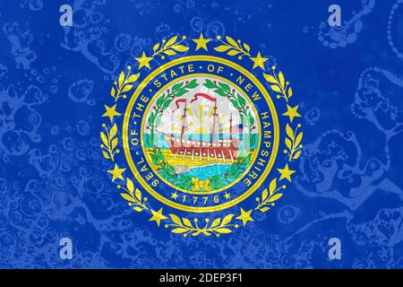 New Hampshire state flag in grunge abstract textures. Stock Photo