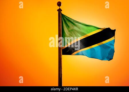 Waving American flag and flag of Tanzania Stock Photo - Alamy