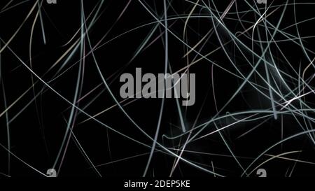 Abstract wavy lines, geometric stripes on a black background, wall mural. Stock Photo