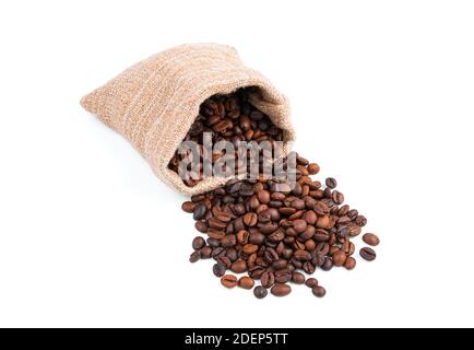 Coffee beans in a bag isolated on a white background. Stock Photo