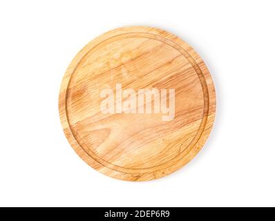 Kitchen cutting Board made of natural wood isolated on a white background. Stock Photo