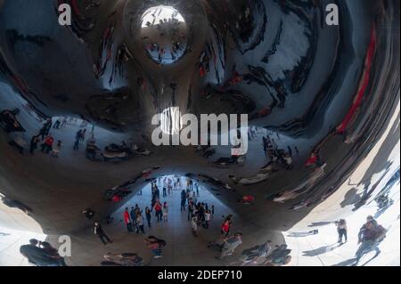 Under The Chicago Bean Sculpture (cloud Gate)   Millennium Park Stock 