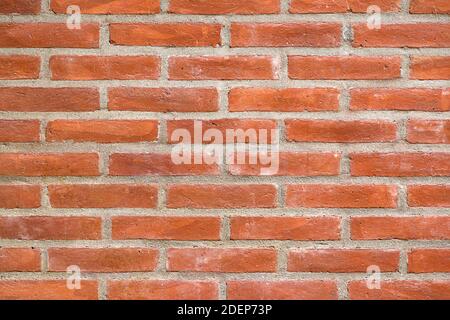Red brick wall texture. Front flat view. Stock Photo
