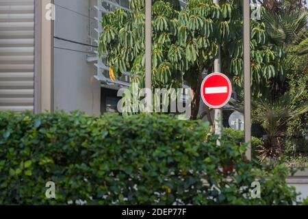 'No entry' sign in the street, Tel Aviv, Israel Stock Photo