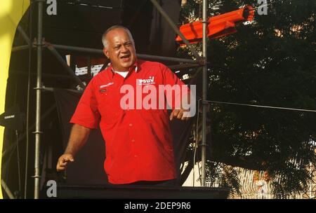 San Francisco, Venezuela. 01st Dec, 2020. Diosdado Cabello campaign rally on Tuesday, Dec. 01, 2020 in Maracaibo Venezuela. It has not sat well in public opinion, the new strategy is blackmail. In a closing ceremony of the Gran Polo Patriótico yesterday in the state of Zulia, Cabello said that 'those who do not vote, do not eat. For those who do not vote, there is no food.' (Photo by Humberto Matheus/Sipa USA) Credit: Sipa USA/Alamy Live News Stock Photo