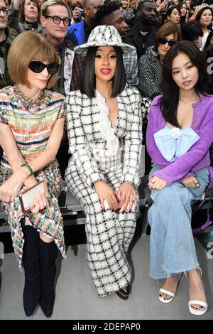 Anna Wintour,Cardi B and Jennie Kim attend the Chanel Womenswear  Spring/Summer 2020 show as part of Paris Fashion Week on October 01, 2019  in Paris, France. Photo by Laurent Zabulon/ABACAPRESS.COM Stock Photo 
