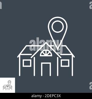 Stay Home related vector thin line icon. Stock Vector