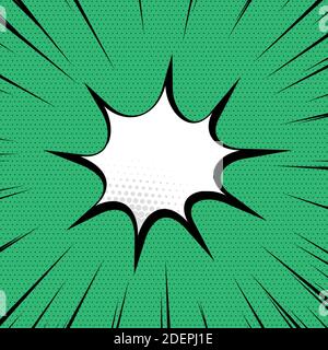 Panoramic green comic zoom with lines - Vector illustration Stock Vector