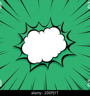 Panoramic green comic zoom with lines - Vector illustration Stock Vector