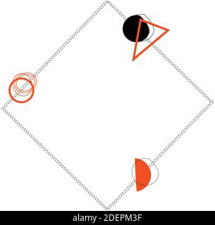 Abstract frame with the lines, dotted line and geometric shapes. Inspired by abstract art of avant-garde Stock Vector