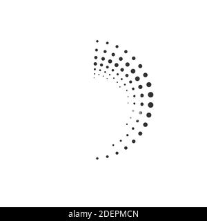 Halftone circle elements dots logo emblem design element. Round border Icon using halftone circle dots. Stock vector illustration isolated on white Stock Vector