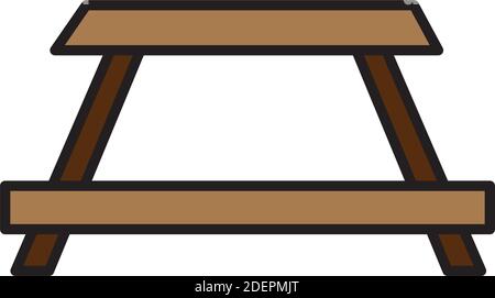 wooden camping table line and fill style icon Stock Vector