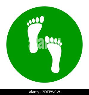 Wait Here, Keep Your Distance -and Practice Social Distancing Floor Marking Icon with Footprints For Queue Line. Vector Image. Stock Vector