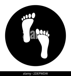 Wait Here, Keep Your Distance -and Practice Social Distancing Floor Marking Icon with Footprints For Queue Line. Vector Image. Stock Vector